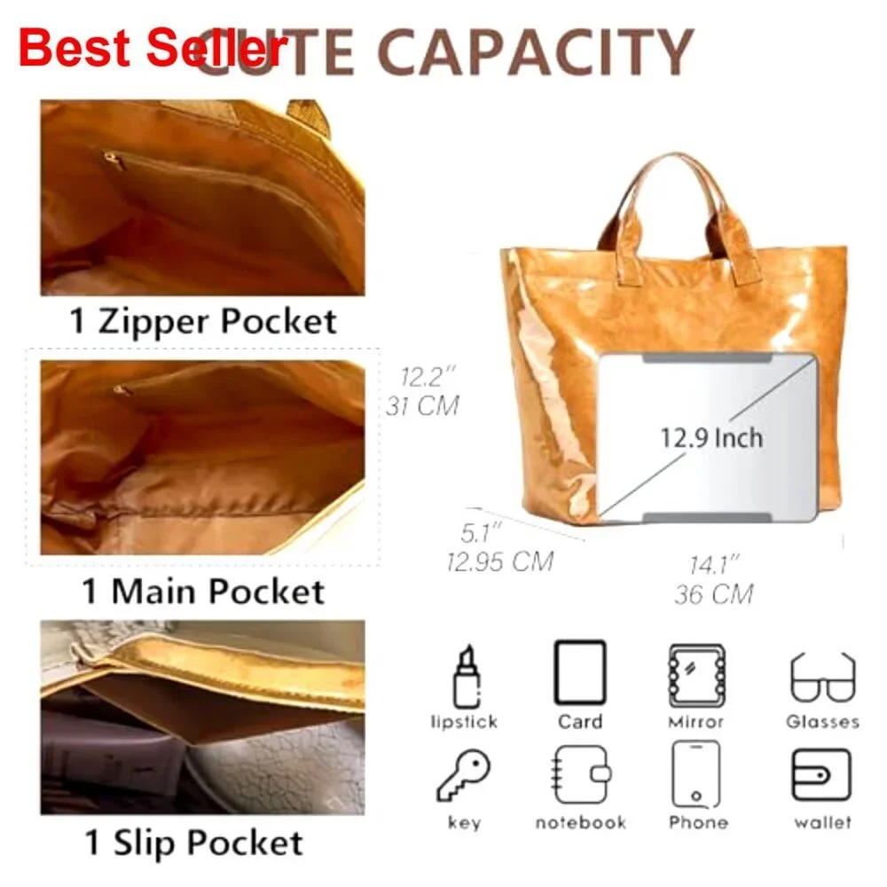 Large PVC Tote Bag with Letters Print, Clear Paper Shoulder Hobo Bag